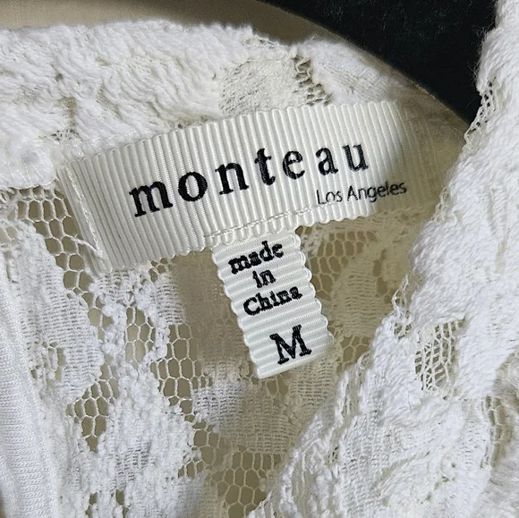 NWOT, Monteau White Lace Top, Size M - Picture 3 of 6